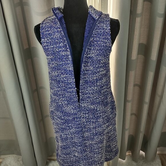 Beige By Eci Shift Dress Periwinkle Blue Pearl Button Side Pockets Size S - Picture 8 of 14